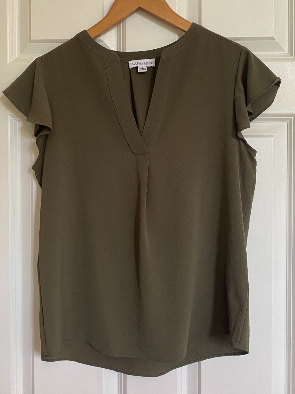 Calvin Klein Short Sleeve Blouse Olive Green